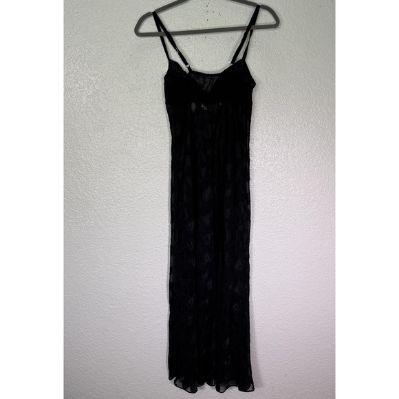 Victorias Secret Slip Dress Womens Small Sheer Heart Flocked Maxi Y2K Lingerie - Picture 2 of 12